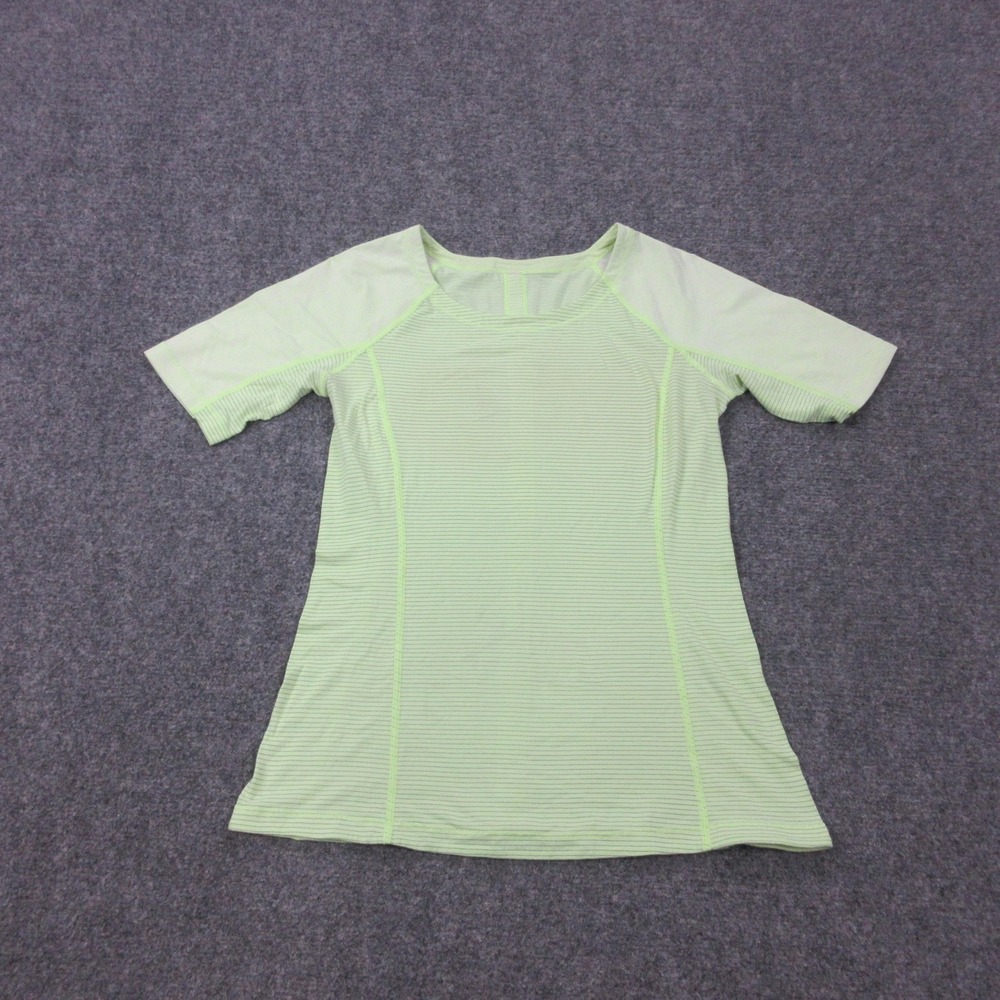 Lululemon Swiftly Tech Shirt Womens 4‎ Green Short Sleeve Striped Athletic Top